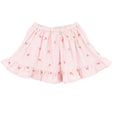 Pink skirt with floral pattern on a white background