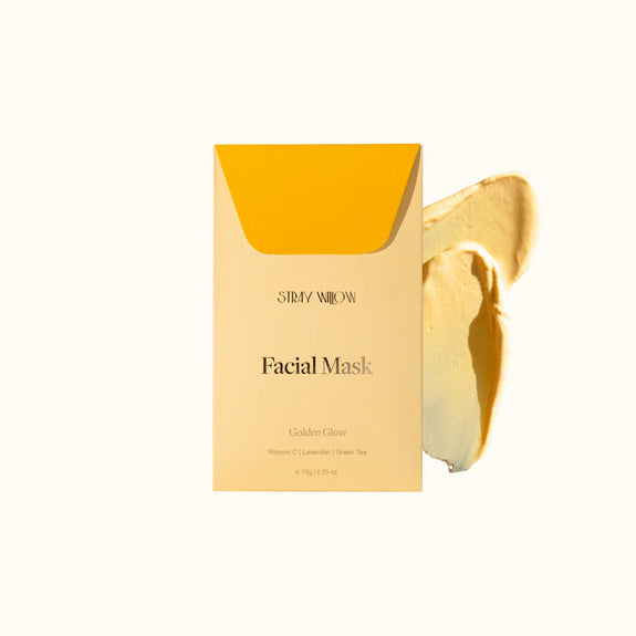 SIMPLY WILLOW Golden Glow Facial Mask packaging on a white background