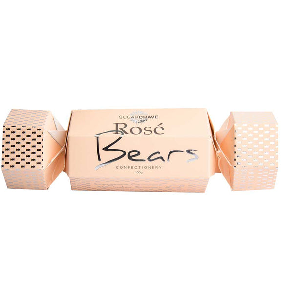 Box of Rosé Bears confectionery with decorative design on a white background