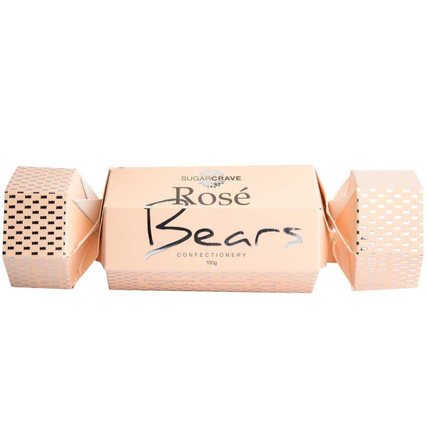 Box of Rosé Bears confectionery with decorative design on a white background