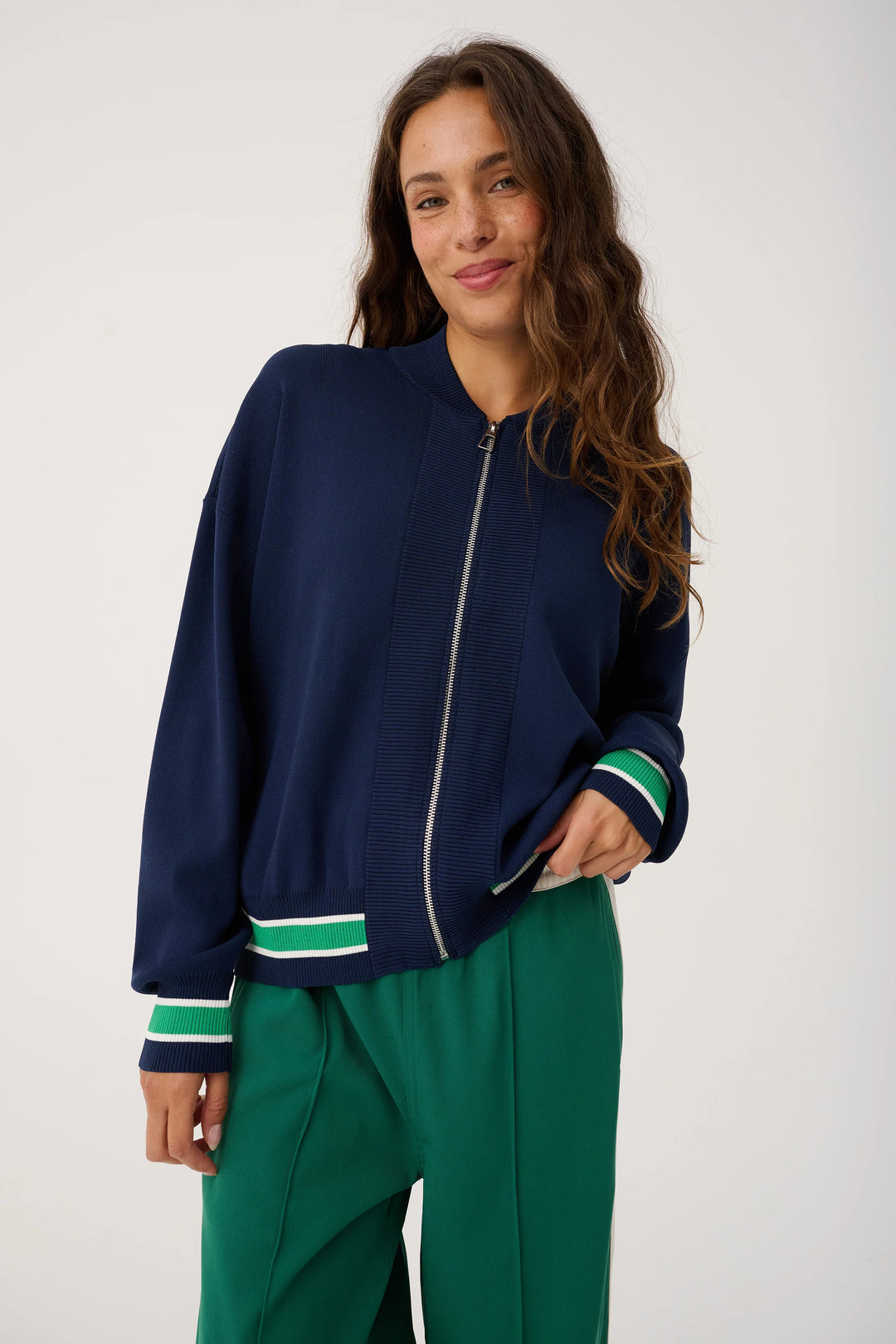 CW Brodie Knit Bomber - Navy Stripe