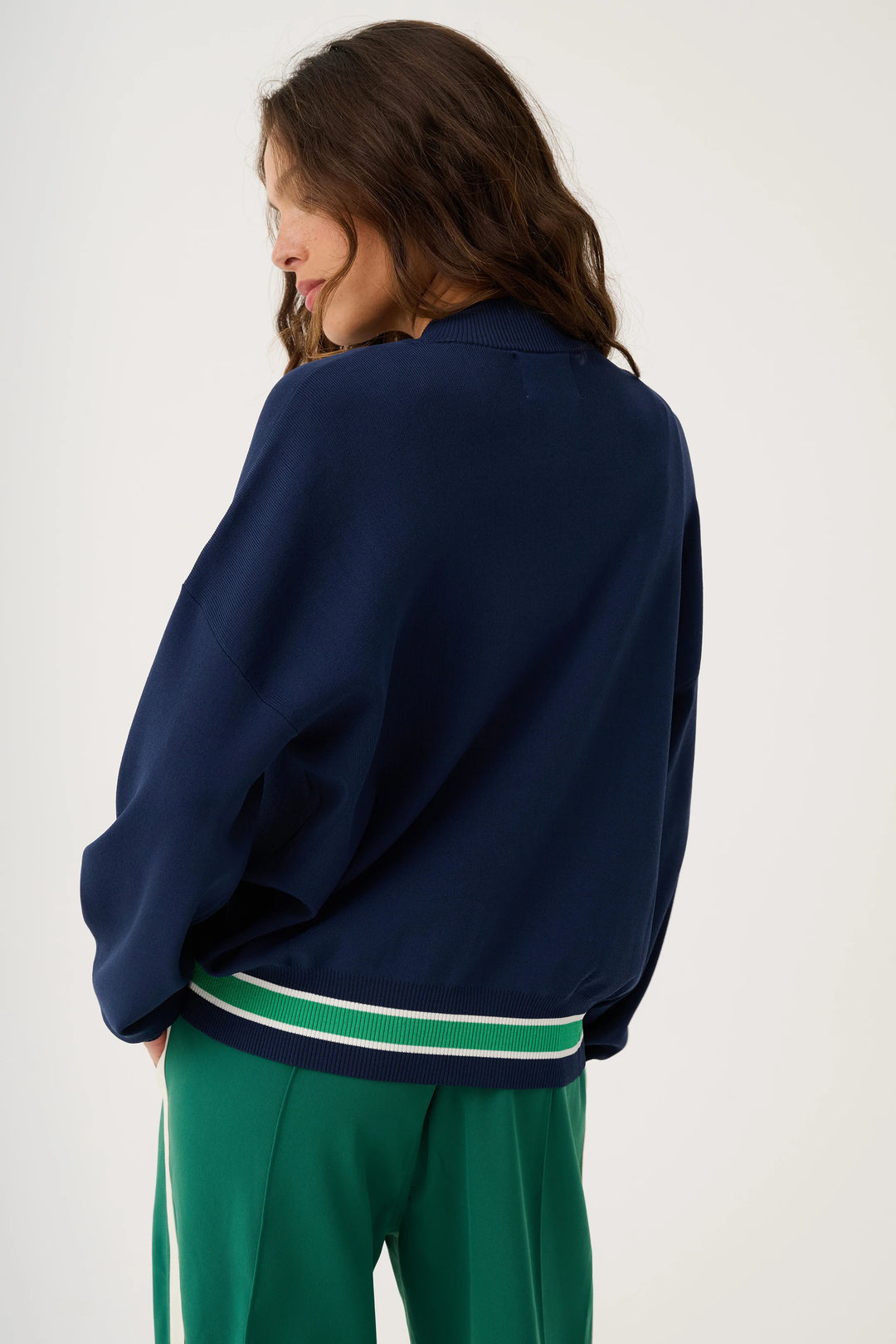 CW Brodie Knit Bomber - Navy Stripe