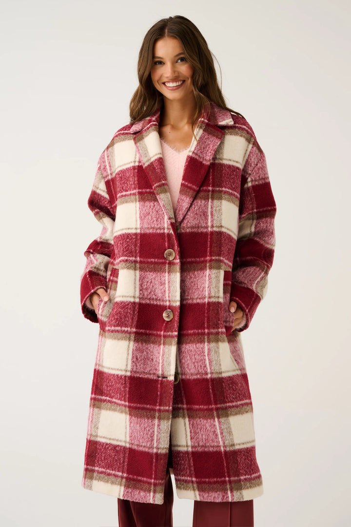 Greta Coat - Berry Check