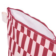 Red and white checkered pouch with a zipper on a white background