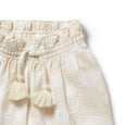 Wilson & frenchy Beige textured pants with tassels on a white background
