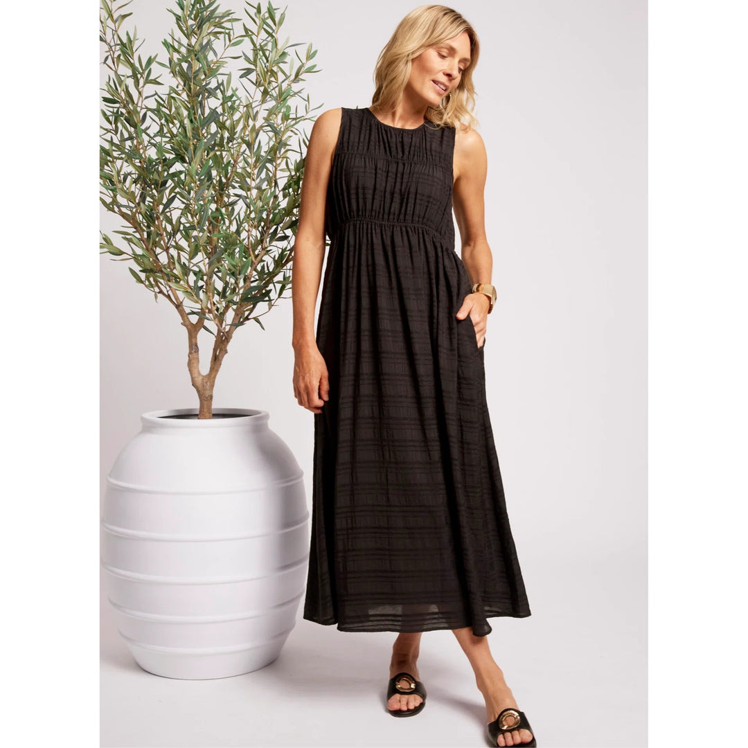 Eb + Ive Sovana Ruched Maxi Dress - Black