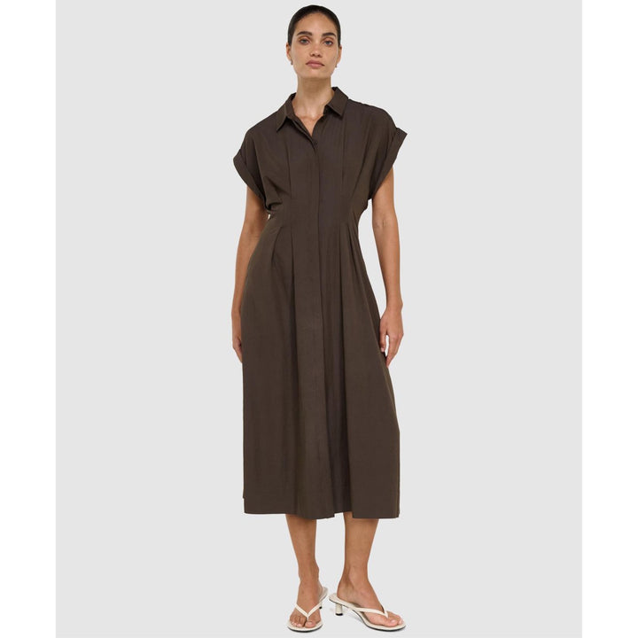 Lucienne Midi Shirt Dress - Olive | Staple The Label