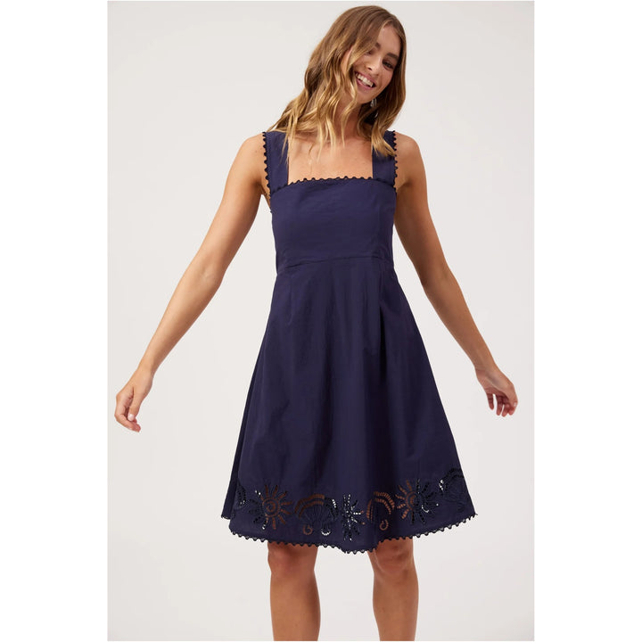 Larissa Navy Broderie Dress | Haven