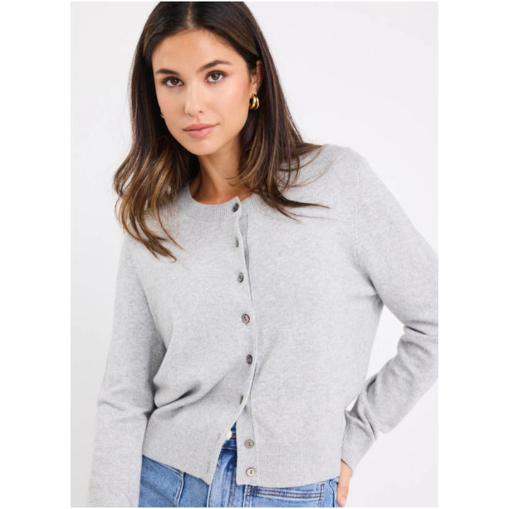 Autograph Light Grey Soft Fine Gauge Crewneck Cardigan