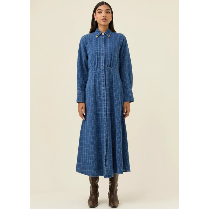 Sloane Denim Maxi Dress - Check