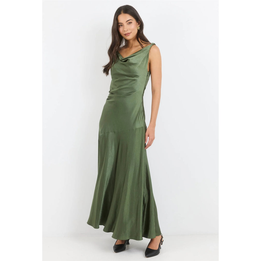 Bountiful Olive Bias Slip Maxi Dress | Georgia Zoe