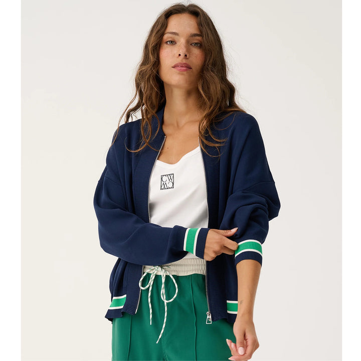 CW Brodie Knit Bomber - Navy Stripe