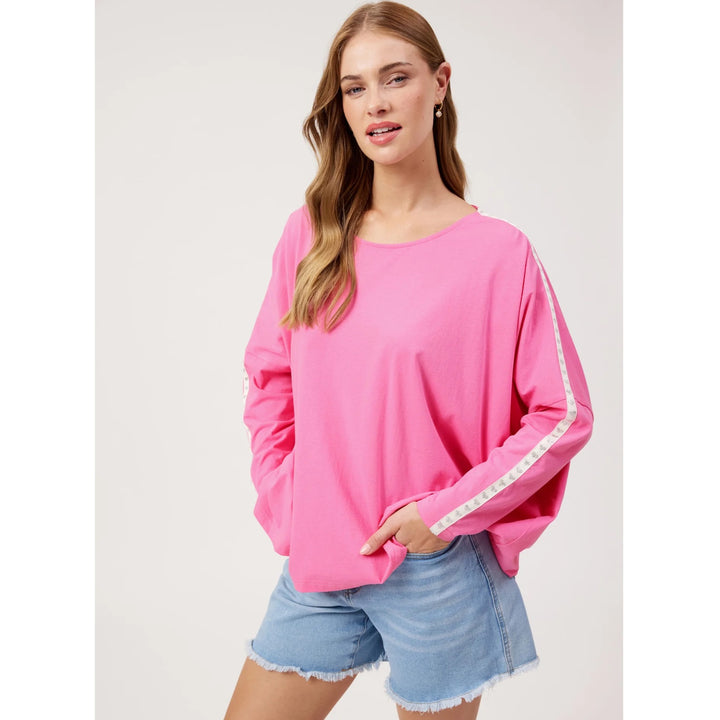 Elba Heart Long Sleeve Tshirt ONE SIZE - Pink