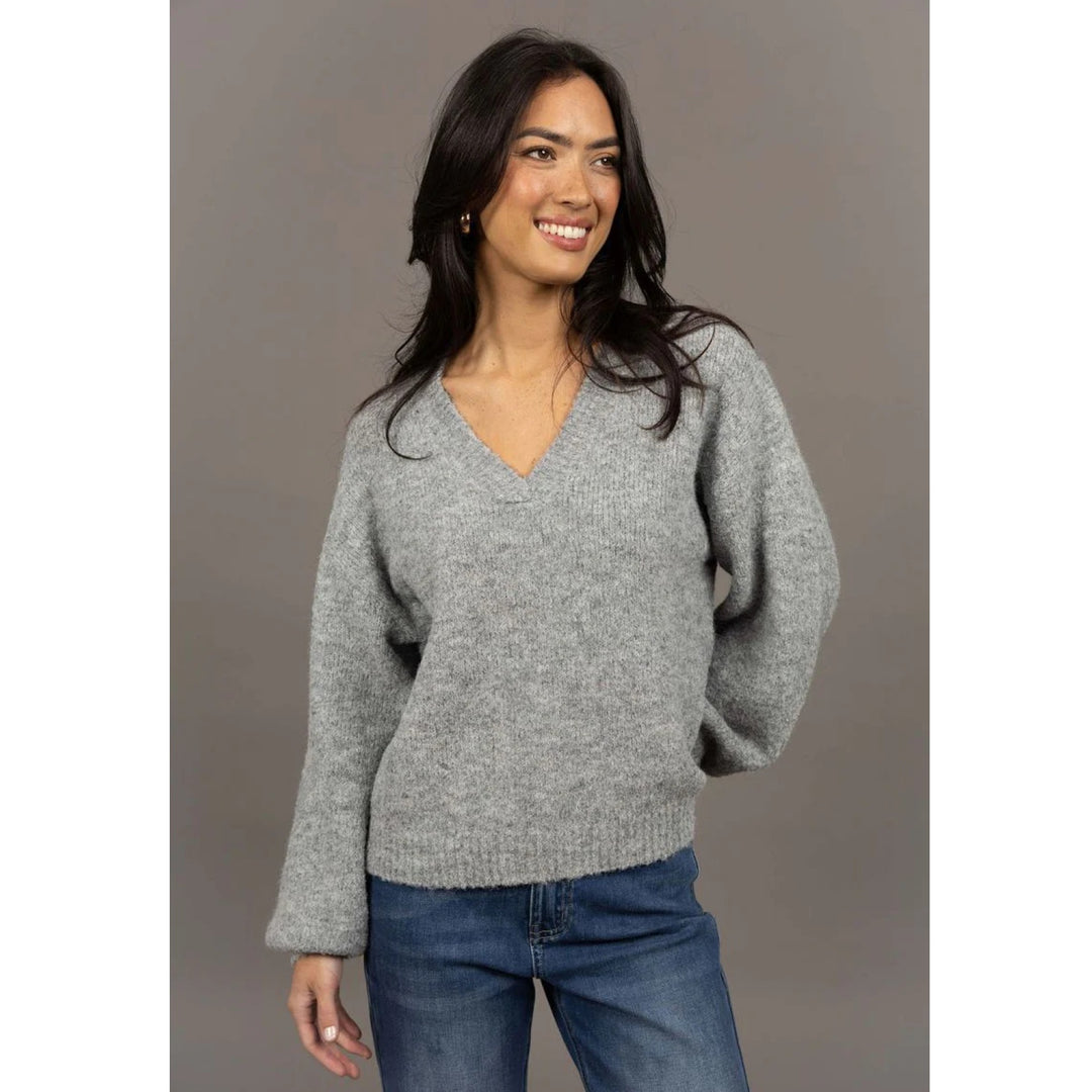 Nouveau V Neck Jumper - Ash