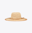 Beige straw hat on a white background