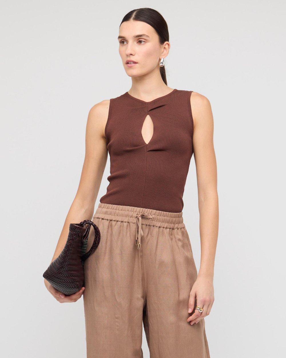 Arden Cutout Knit Top - Chocolate
