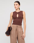 Arden Cutout Knit Top - Chocolate