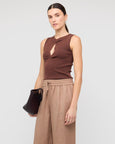 Arden Cutout Knit Top - Chocolate