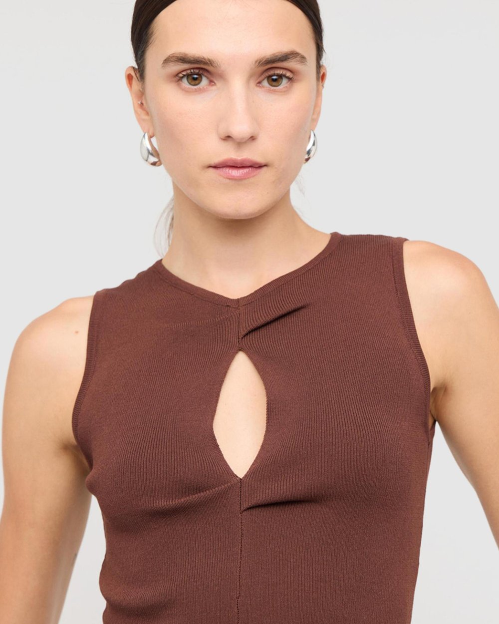 Arden Cutout Knit Top - Chocolate