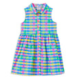 Colorful checkered dress with buttons on a white background