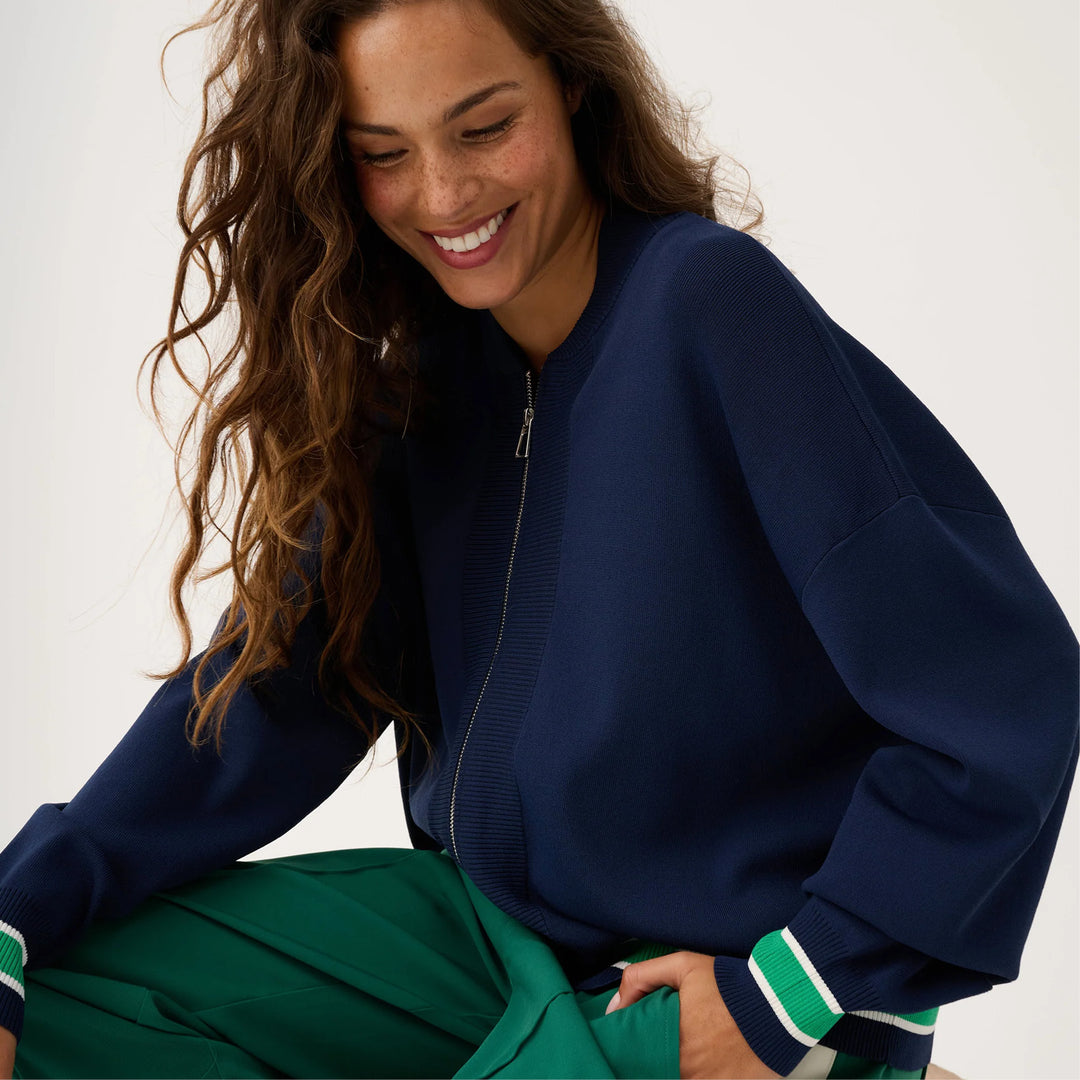 CW Brodie Knit Bomber - Navy Stripe