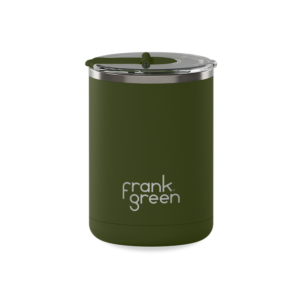 12oz Ceramic Coffee Cup with Hinged Lid - Khaki