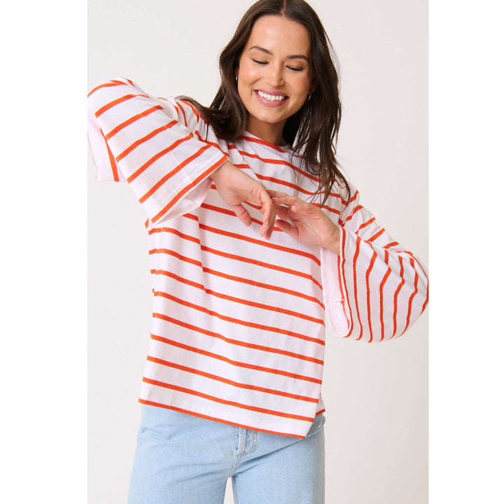River L/S Top Mandarin Stripe