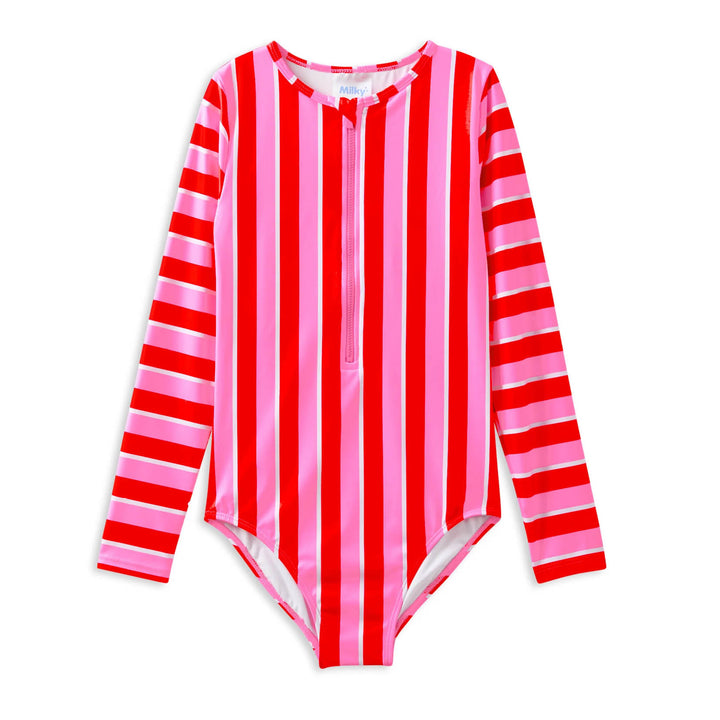 Candy Stripe Long Sleeve Swimsuit