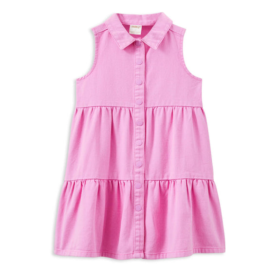 Pink dress with a collar on a white background