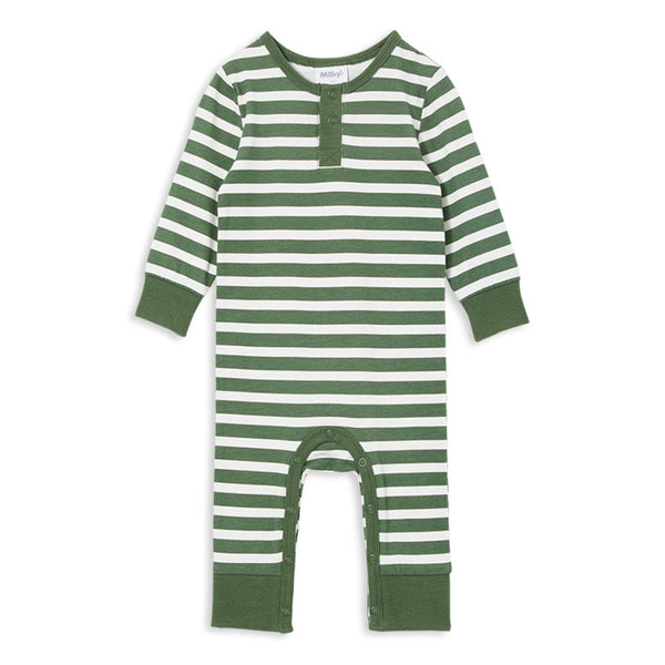 Milky green stripe romper available from www.thecollectivenz.com