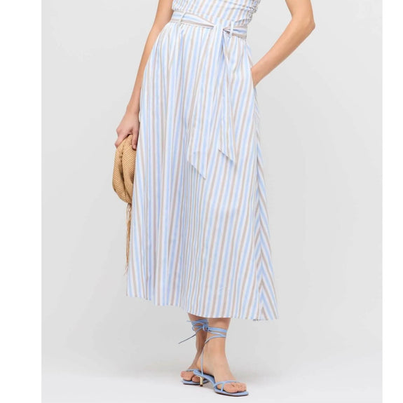 Marcella Maxi Skirt - Blue/Brown Stripe