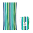 Striped quick dry towel with packaging on a white background