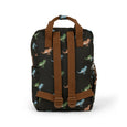 Backpack with dinosaur pattern on a black background