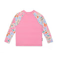 Crywolf Pink long-sleeve rash vest with floral sleeves on a white background