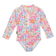 Crywolf Floral-patterned kids swimsuit with long sleeves on a white background