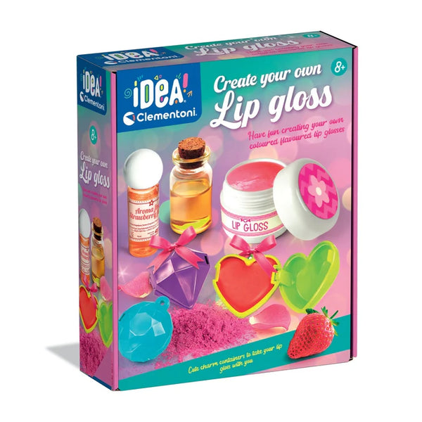 Box of Idea Clementoni lip gloss kit with colorful packaging