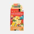 Packaging of Little Builders Mini Sticker Set with colorful illustrations on a white background