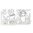 Coloring book with shark illustrations on a white background