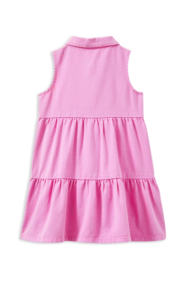 Pink dress with a collar on a white background