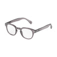 Gray eyeglasses on a white background