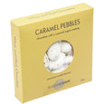 Box of Caramel Pebbles with a yellow background