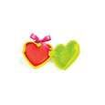 Heart-shaped cookie cutter with a pink ribbon on a white background