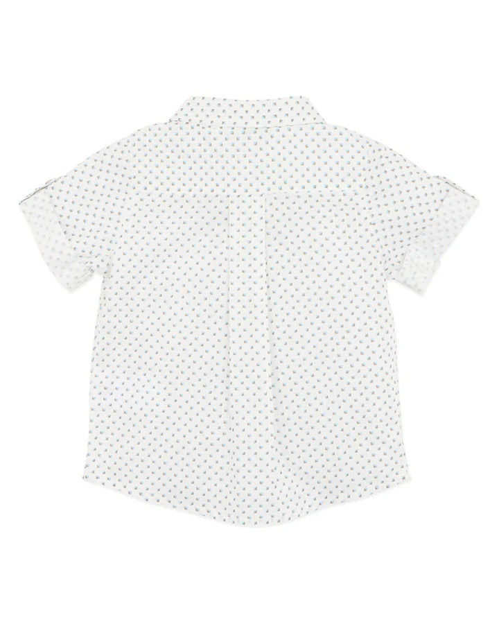 Bebe White shirt with small pattern on a white background