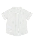 Bebe White shirt with small pattern on a white background