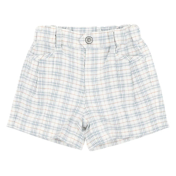 Bebe Plaid shorts on a white background