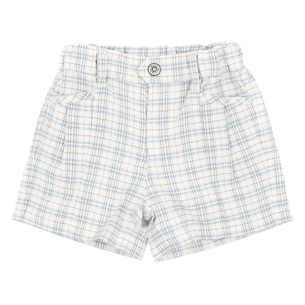 Bebe Plaid shorts on a white background