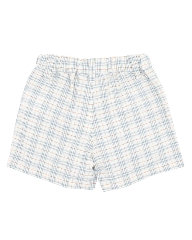 Bebe Plaid shorts on a white background