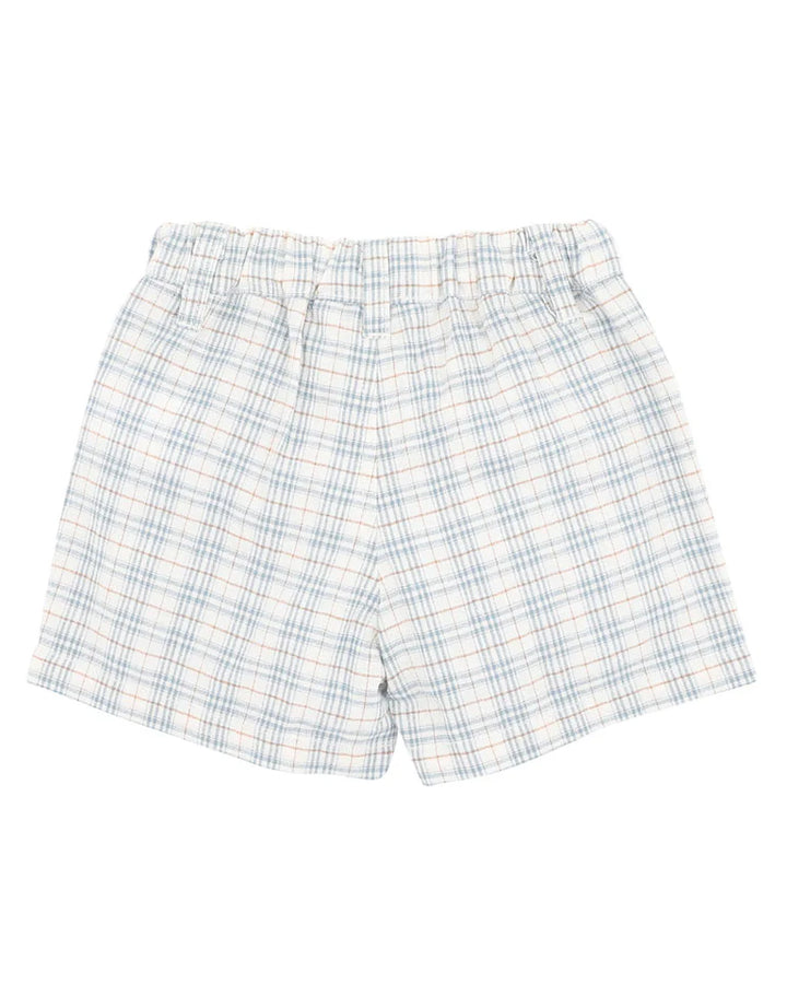 Bebe Plaid shorts on a white background