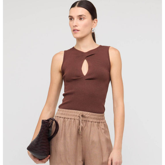 Arden Cutout Knit Top - Chocolate