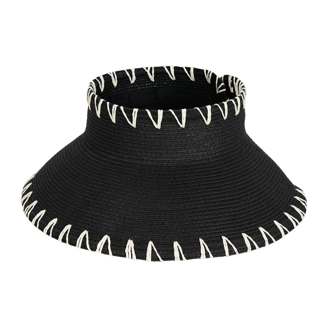 Eb & Ive Black sun visor with white trim on a white background